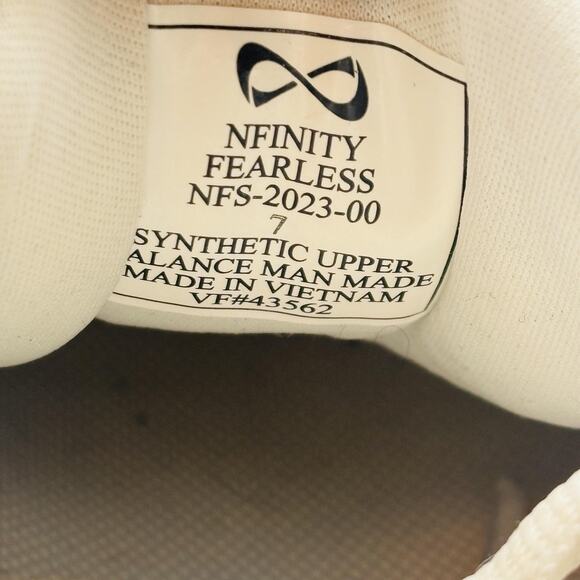 Nfinity Shoes Womens 7 White Leather Fearless Cheer Cheerleading Low Top Sneaker - Picture 9 of 10